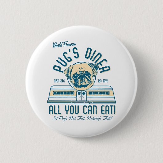 Mops Diner 50er Retro Vintage Tasten Button (Vorderseite)