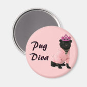 Mops Diva Magnet (Vorderseite/Rückseite)