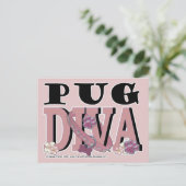 Mops DIVA Postkarte (Stehend Vorderseite)