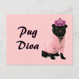 Mops Diva Postkarte