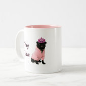 Mops-Diva Zweifarbige Tasse (Vorderseite Links)