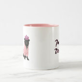 Mops-Diva Zweifarbige Tasse (Mittel)