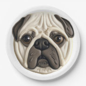 Mops Dog 3D Inspiriert Pappteller (Vorderseite)