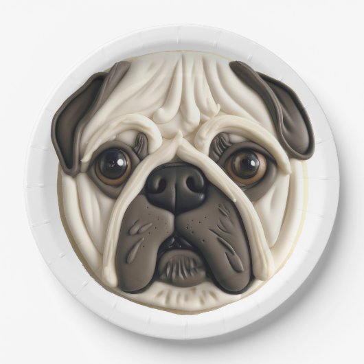Mops Dog 3D Inspiriert Pappteller (Vorderseite)