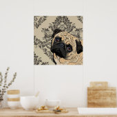 Mops Dog Abstraktes Muster Druckplakat Poster (Küche)