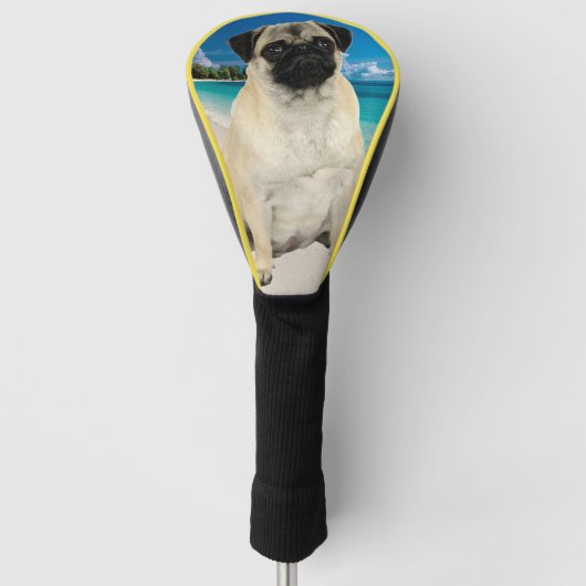 Mops Dog am Beach Golf Head Cover Golf Headcover (Vorderseite)