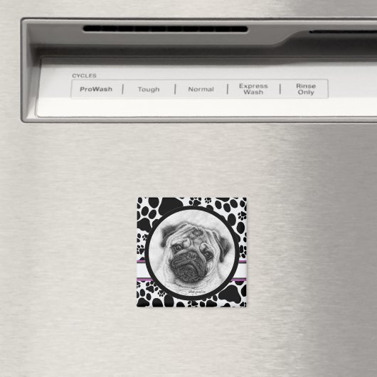 Mops Dog Art von Glenda Harlan Magnet (In Situ (Geschirrspüler))
