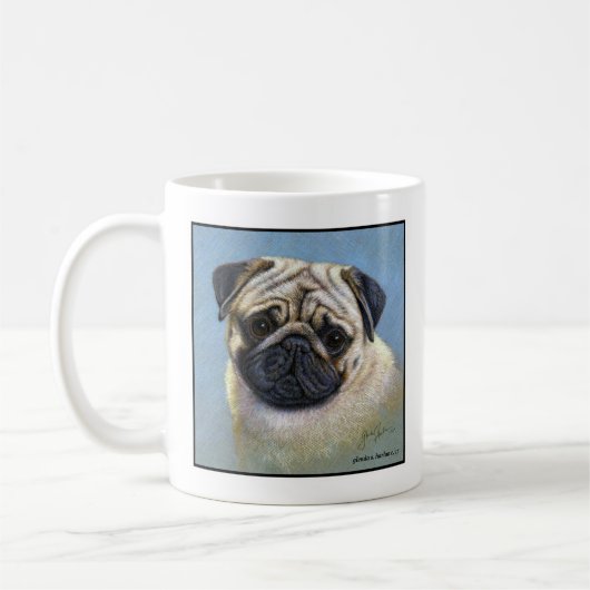 Mops Dog Art von Glenda S. Harlan Kaffeetasse (Links)