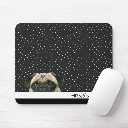 Mops Dog auf Polka Dots Mousepad (Mit Mouse)