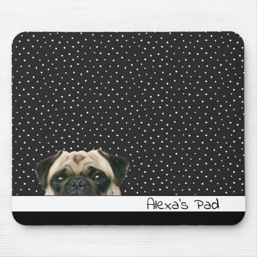 Mops Dog auf Polka Dots Mousepad (Vorne)