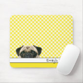 Mops Dog auf Yellow Gingham Mousepad (Mit Mouse)
