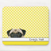 Mops Dog auf Yellow Gingham Mousepad (Vorne)