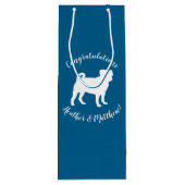 Mops Dog Baby Dusche Blue Puppy Boy Geschenktüte Für Weinflaschen (Rückseite)