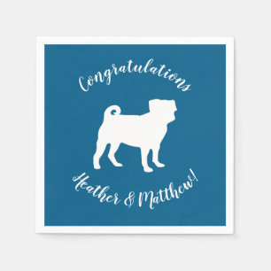 Mops Dog Baby Dusche Blue Puppy Boy Serviette