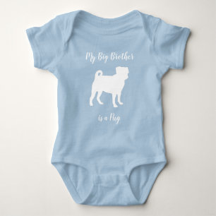 Mops Dog Baby Dusche Blue Welpe Boy Strampler