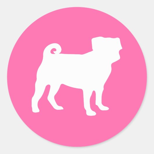 Mops Dog Baby Dusche Pink Puppy Girl Runder Aufkleber (Vorderseite)