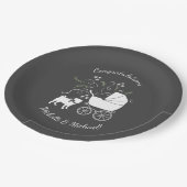 Mops Dog Baby Duwer Thema Welpe Geschlecht Neutral Pappteller (Schrägansicht)