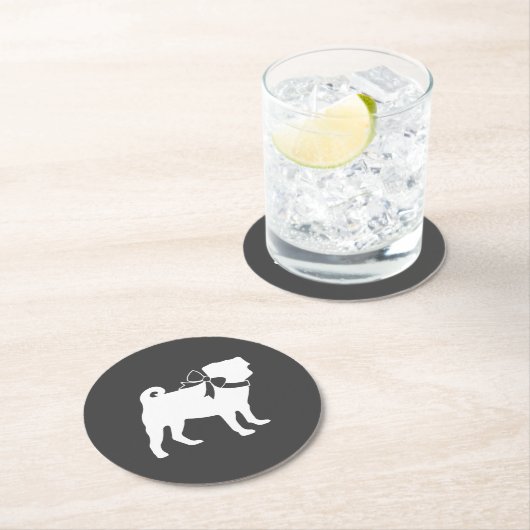 Mops Dog Baby Duwer Thema Welpe Geschlecht Neutral Runder Pappuntersetzer (Vor Ort)