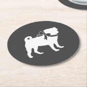 Mops Dog Baby Duwer Thema Welpe Geschlecht Neutral Runder Pappuntersetzer (Angewinkelt)