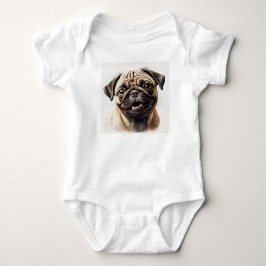 Mops Dog Baby Jersey Bodysuit Strampler (Vorderseite)
