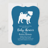 Mops Dog Baby Shower Blue für Junge Einladung (Vorderseite)