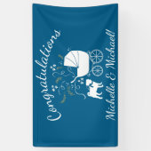 Mops Dog Baby Shower Blue mit Bow Banner (Vertikal)