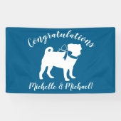 Mops Dog Baby Shower Blue mit Bow Banner (Horizontal)