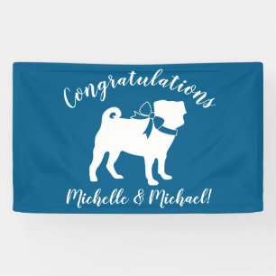Mops Dog Baby Shower Blue mit Bow Banner