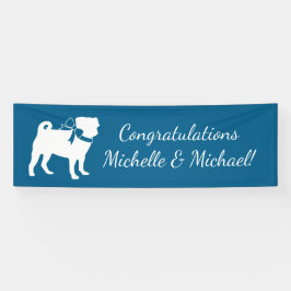 Mops Dog Baby Shower Blue mit Bow Banner