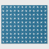 Mops Dog Baby Shower Blue mit Bow Geschenkpapier (Flach)