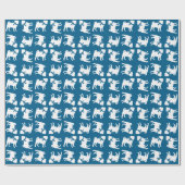 Mops Dog Baby Shower Blue mit Bow Geschenkpapier (Flach)