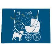 Mops Dog Baby Shower Blue mit Bow Große Geschenktüte (Vorderseite)