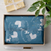 Mops Dog Baby Shower Blue mit Bow Seidenpapier (Geschenk)