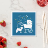Mops Dog Baby Shower Blue mit Bow Serviette (Beispiel)
