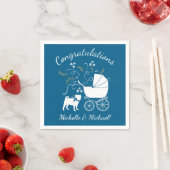 Mops Dog Baby Shower Blue mit Bow Serviette (Beispiel)