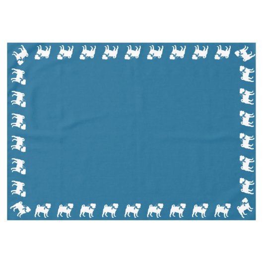 Mops Dog Baby Shower Blue mit Bow Tischdecke (Vorderseite (Horizontal))
