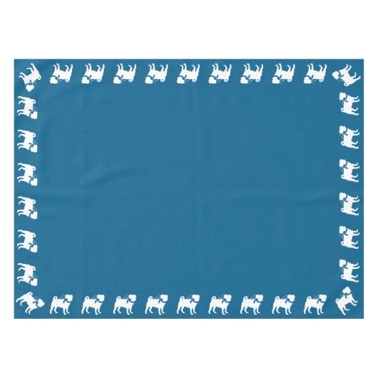 Mops Dog Baby Shower Blue mit Bow Tischdecke (Vorderseite (Horizontal))