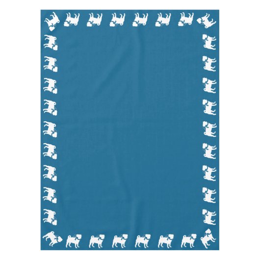 Mops Dog Baby Shower Blue mit Bow Tischdecke (Vorderseite)