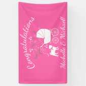 Mops Dog Babydusche Mädchen Pink mit Bow Banner (Vertikal)