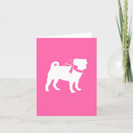 Mops Dog Babydusche Mädchen Pink mit Bow Dankeskarte