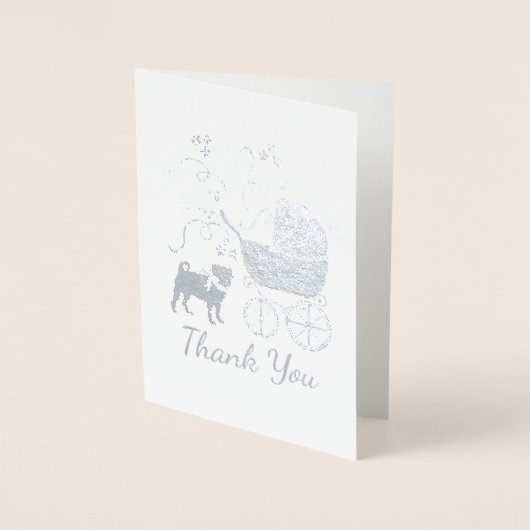 Mops Dog Babydusche Mädchen Pink mit Bow Folienkarte (Vorderseite)