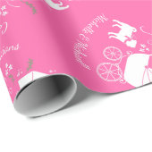 Mops Dog Babydusche Mädchen Pink mit Bow Geschenkpapier (Rolleneckpunkt)