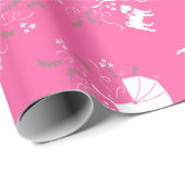 Mops Dog Babydusche Mädchen Pink mit Bow Geschenkpapier (Rolleneckpunkt)