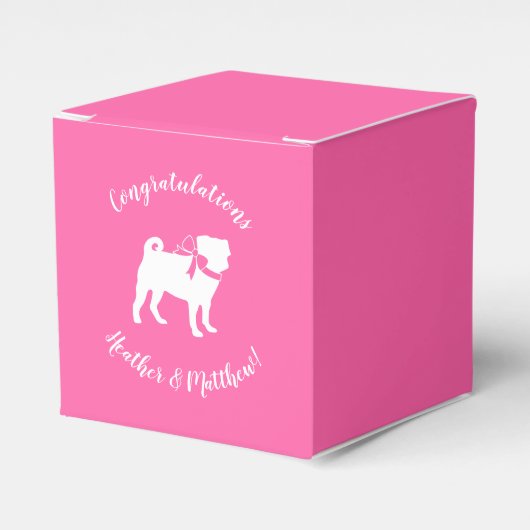 Mops Dog Babydusche Mädchen Pink mit Bow Geschenkschachtel (Vorderseite)