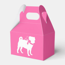 Mops Dog Babydusche Mädchen Pink mit Bow Geschenkschachtel