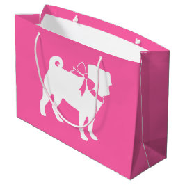 Mops Dog Babydusche Mädchen Pink mit Bow Große Geschenktüte
