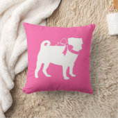 Mops Dog Babydusche Mädchen Pink mit Bow Kissen (Decke)