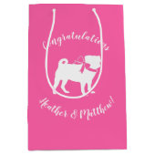 Mops Dog Babydusche Mädchen Pink mit Bow Mittlere Geschenktüte (Vorderseite)