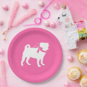 Mops Dog Babydusche Mädchen Pink mit Bow Pappteller (Party)