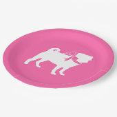 Mops Dog Babydusche Mädchen Pink mit Bow Pappteller (Schrägansicht)